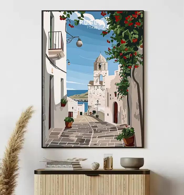Affiche aquarelle moderne de ville de voyage de renommée mondiale