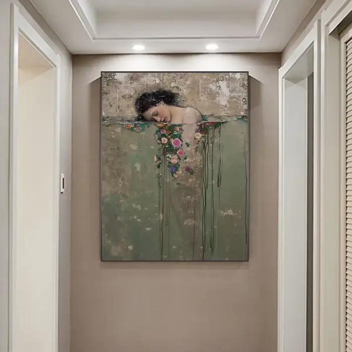 Mihail Zablodski travail Vintage pétales femme élégante dans l'eau Art affiches imprimer rêveur