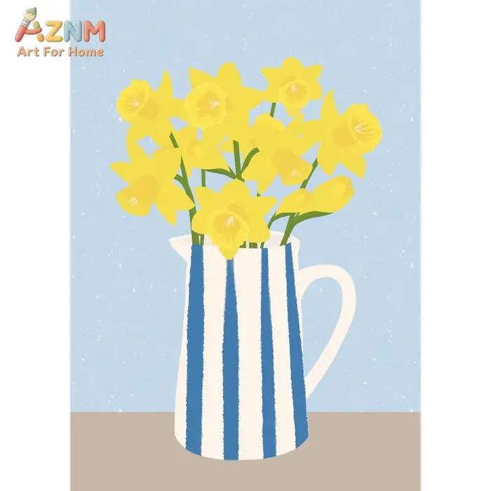 Affiche d'art de jardin avec vase à fleurs