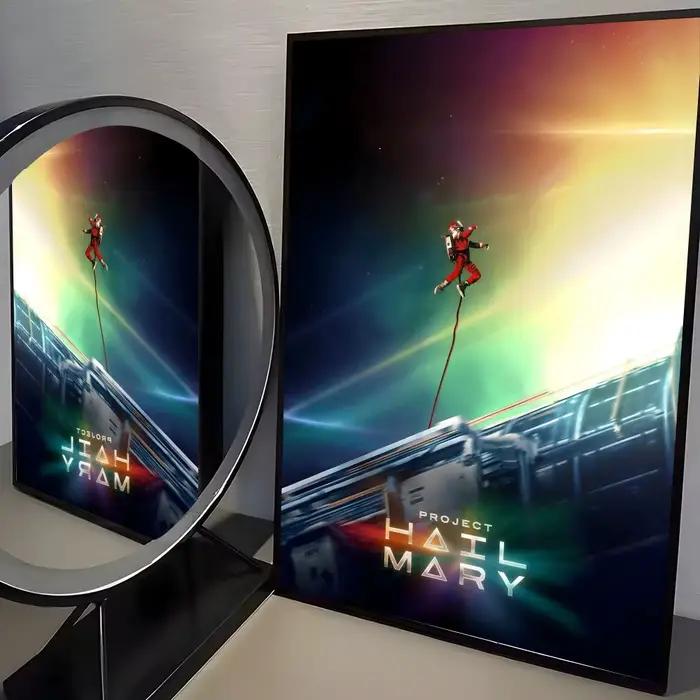 Affiche murale auto-adhésive amovible HD de dessin animé « Hail Mary » pour projet de roman d'aventure