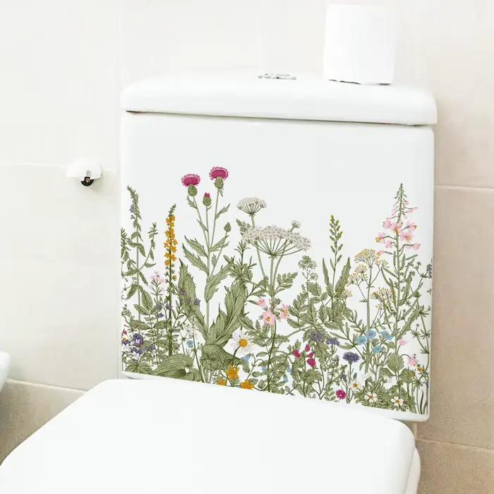 Autocollant mural de plantes vertes variées et fleurs