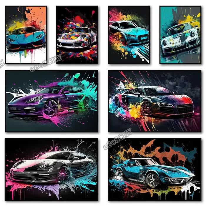 Peinture sur toile de véhicules d'art coloré abstrait