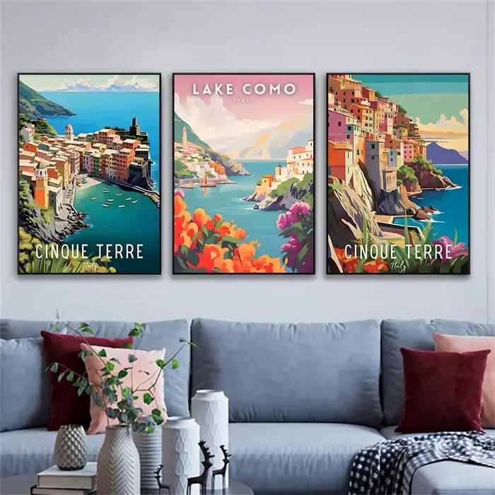 Affiche d'art colorée de scène de voyage d'italie