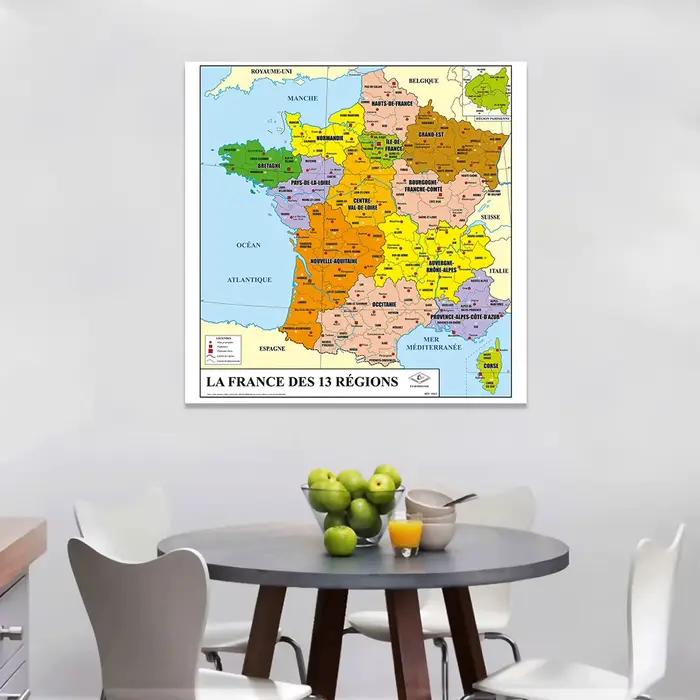 Affiche murale et imprimés de carte de la France en français
