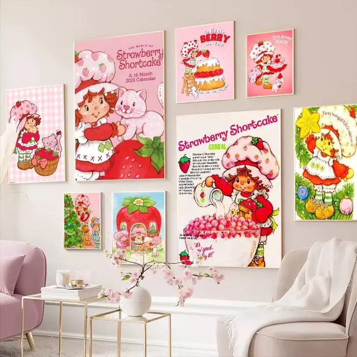Affiches collantes de film de raccourci aux fraises de dessin animé