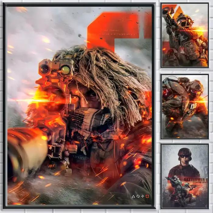 Affiche de jeu Cool b-battlefield 6, décor de salle, collant imperméable pour la maison, Bar, décoration artistique murale