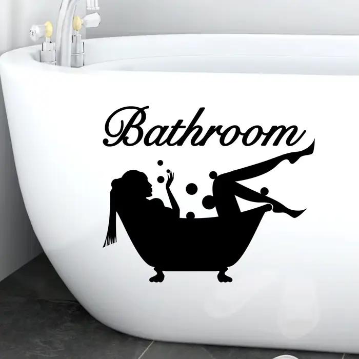 Autocollant Mural en vinyle pour salle de bain avec lettres amovibles