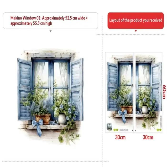 Autocollants muraux en PVC 2D avec impression de paysage de fenêtre