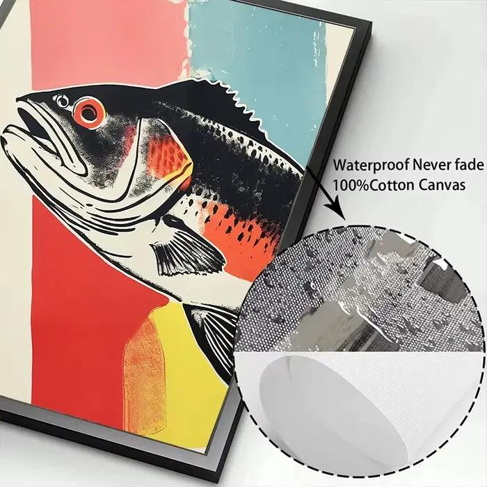 Affiche de poisson de homard de sardine colorée abstraite