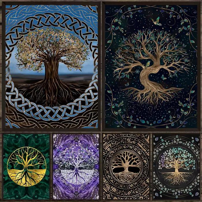 Peinture sur toile abstraite « Arbre de vie »
