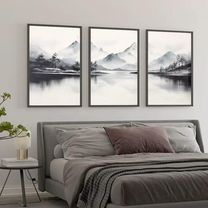 Lot de 3 impressions murales triptyques de montagnes du Japon
