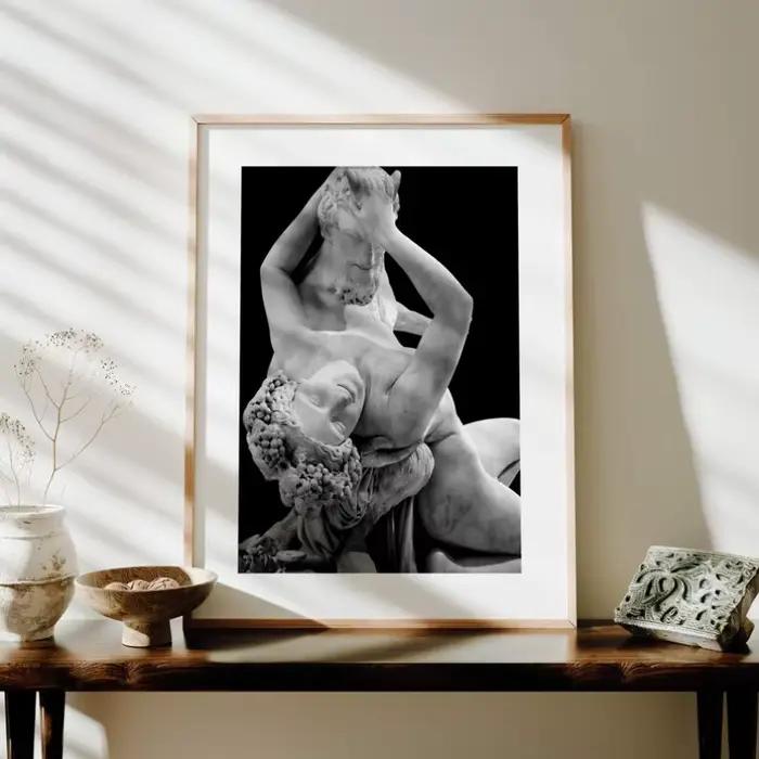 Affiche de sculpture du XIXe siècle en noir et blanc