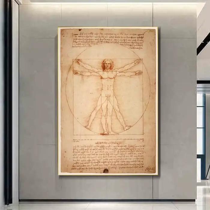 Peintures sur toile d'art célèbre homme de Vitruve