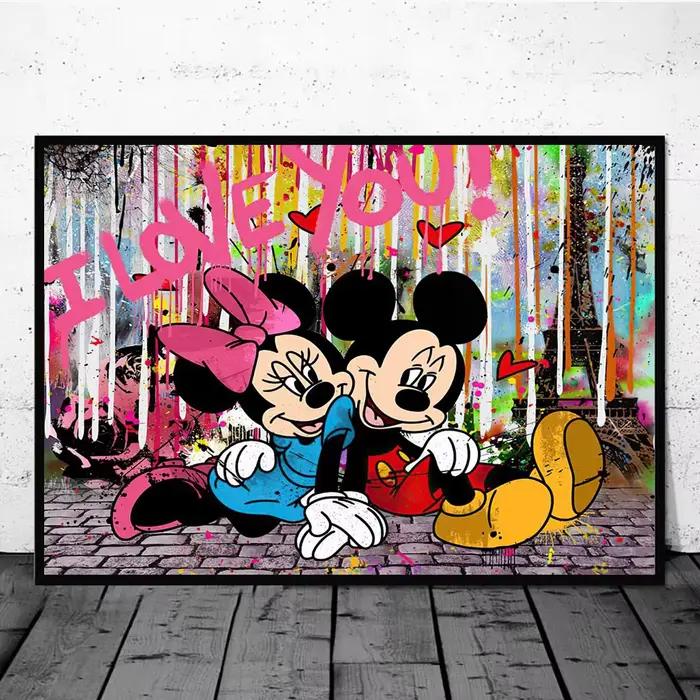 Affiche d'art de rue Disney Banksy Graffiti Pop Art Mickey Mouse et Donald Duck