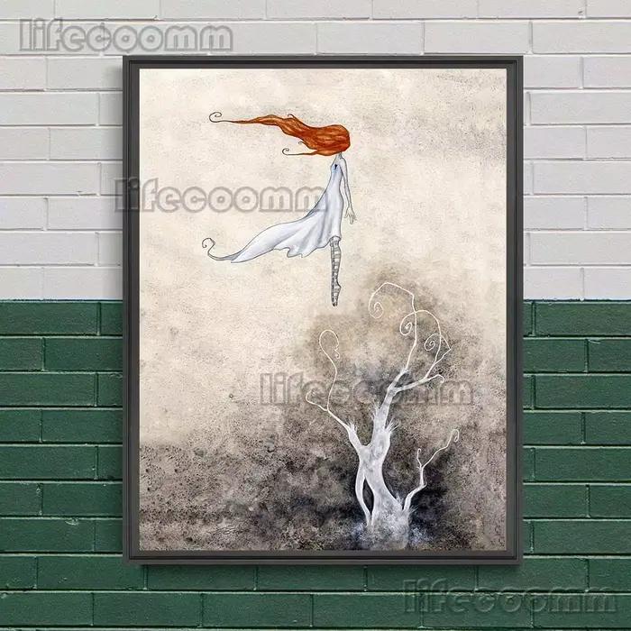 Toile d'art mural Vintage de la dernière pomme et de la sorcière noire, peinture sur toile de sorcières rouges, affiche d'art et impression, décoration de maison sans cadre