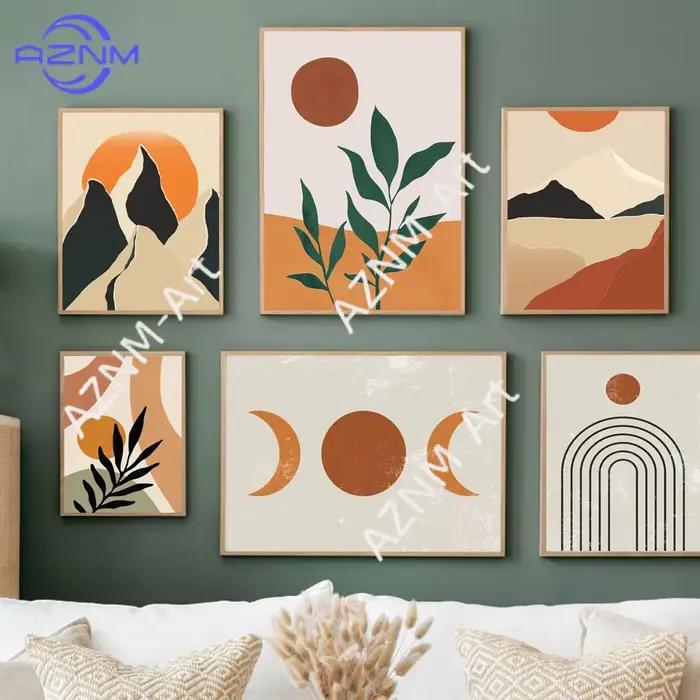 Peinture sur toile abstraite avec paysage de montagne