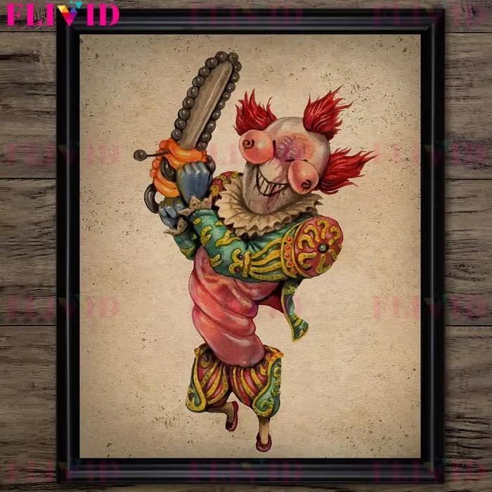 Toile d'art mural Vintage tueur de Clown effrayant