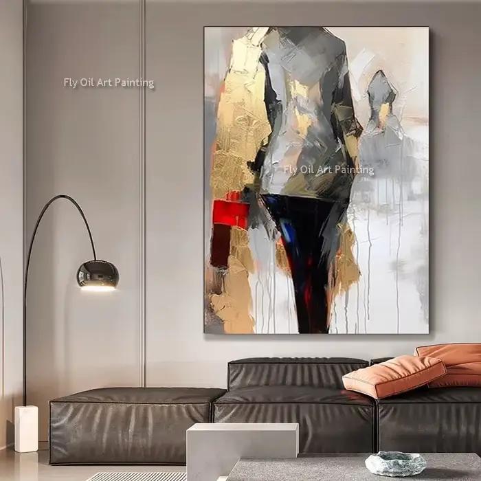 Peinture à l'huile sur toile de marche pour femmes noires et brunes