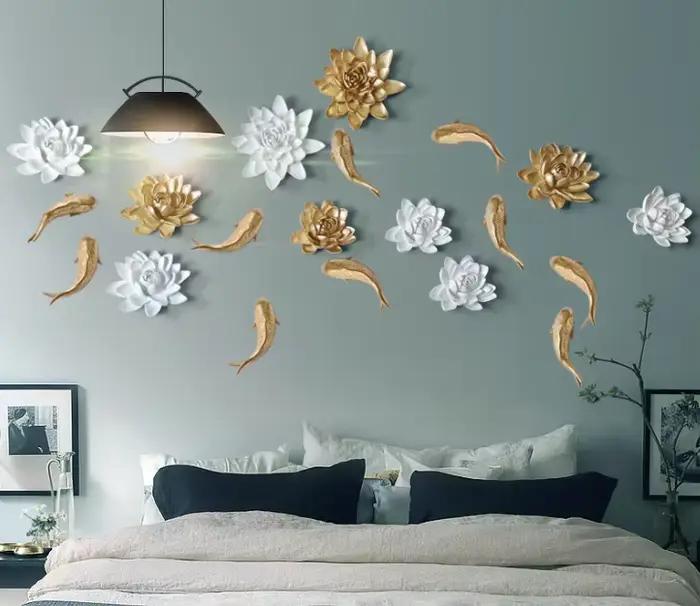Décorations murales créatives de fleurs en résine