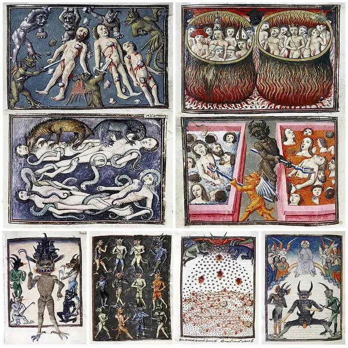 Toile avec Images démoniques de diable et de ses démons au 15ème siècle