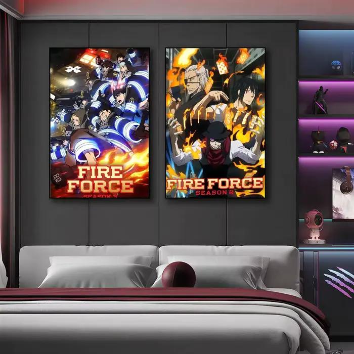 Affiche d'art mural auto-adhésif HD imperméable et polyvalente sur le thème de l'action anime F-Fire Forces