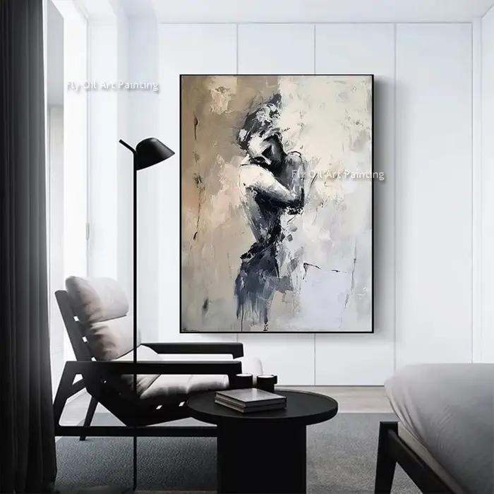 Peinture à l'huile abstraite faite à la main pour la décoration de chambre à coucher