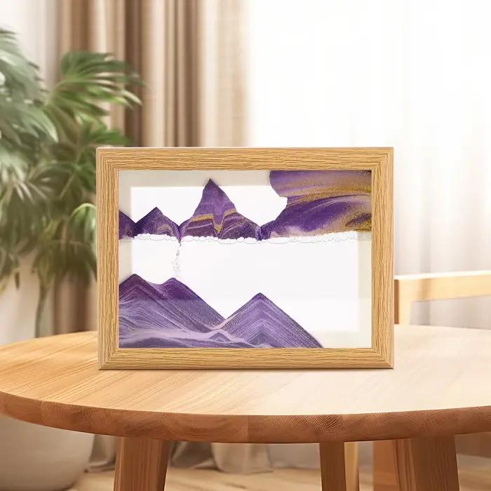 Cadre en bois paysage de sable en mouvement