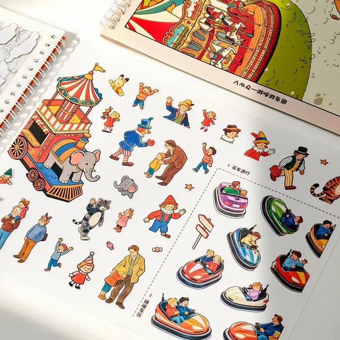 Livre d'autocollants vintage Paysage Urbain Animé