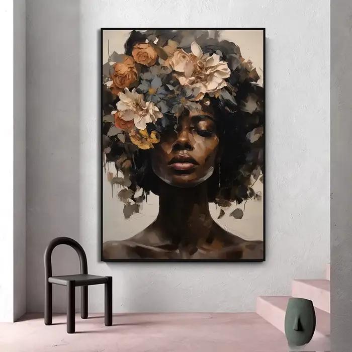 Toile d'art mural avec femme noire