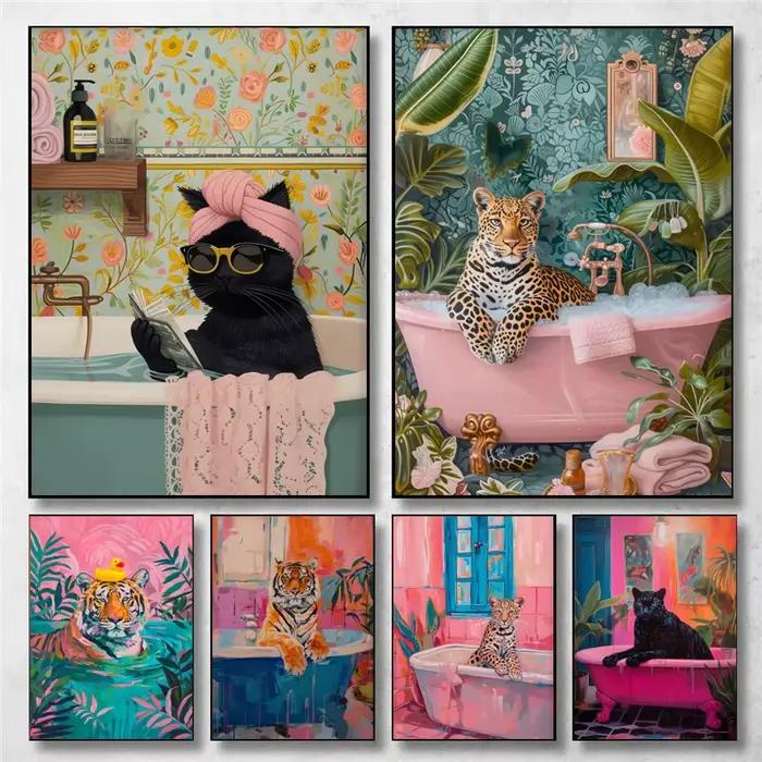 Toile de peinture esthétique de chat noir zèbre