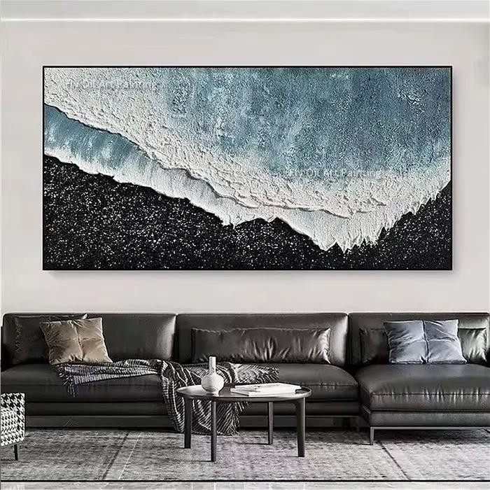Peinture à l'huile de plage de mer peinte à la main