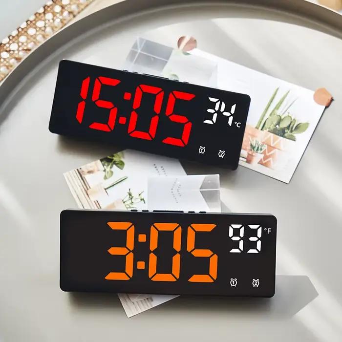 Horloge électronique commande vocale réveil numérique température