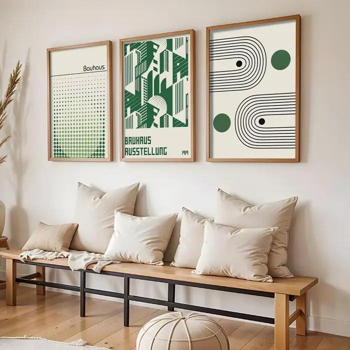 B-Bauhaus – affiche moderne de lignes de couleur verte