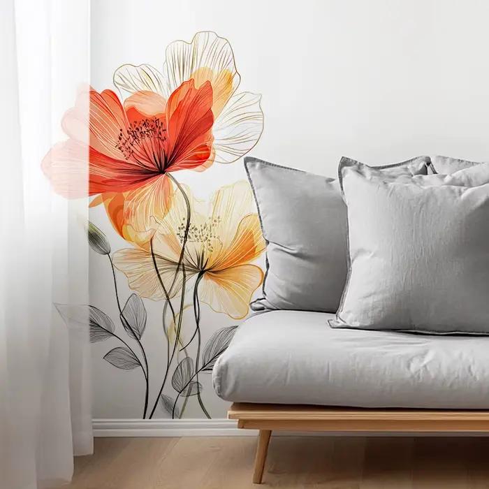 Autocollant mural fleur aquarelle
