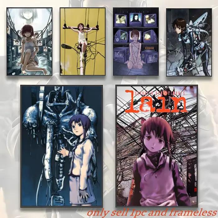 Affiche Murale Cyberpunk Anime Lain - Peinture Murale Décorative pour Salle de Cinéma, Bar, Café, Maison