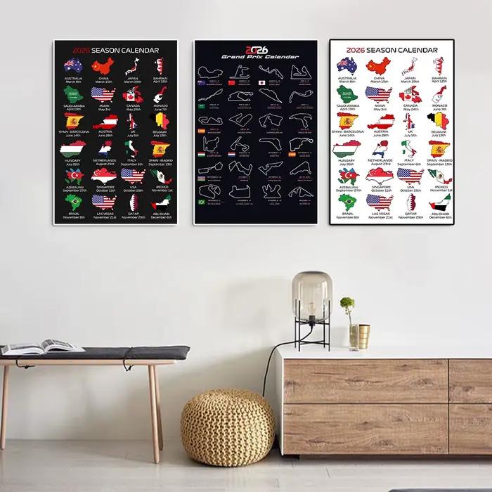 Affiche et impression du calendrier des Grand Prix de Formule 1 de la saison 2026