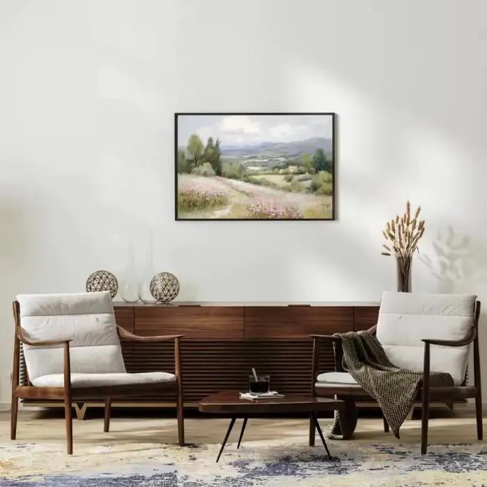 Affiche de paysage de fleurs sauvages roses