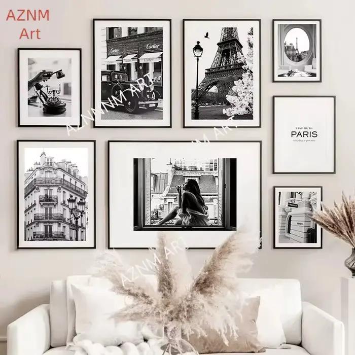 Affiches noires et blanches à la mode