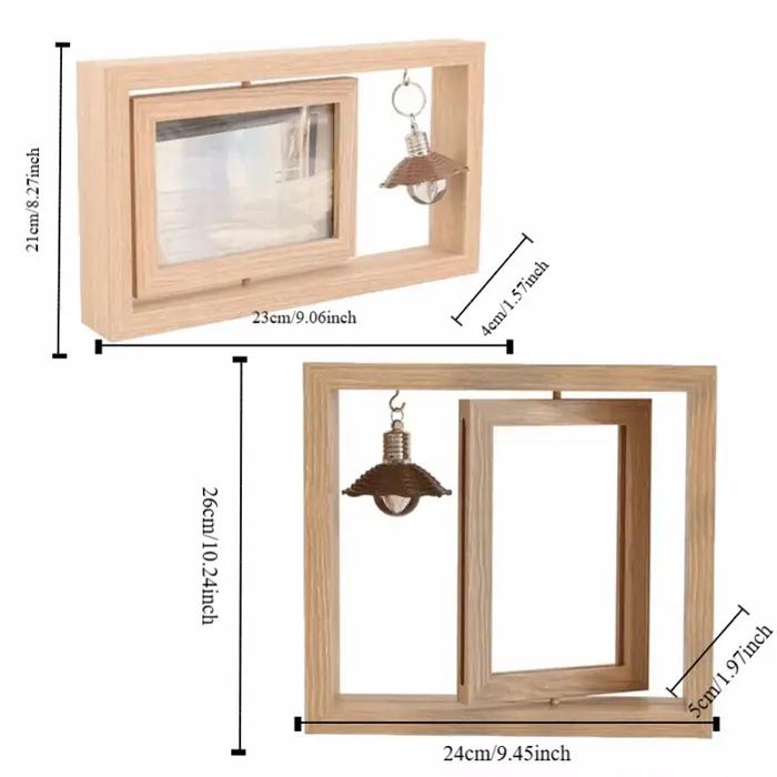 Cadre photo en bois double face carré