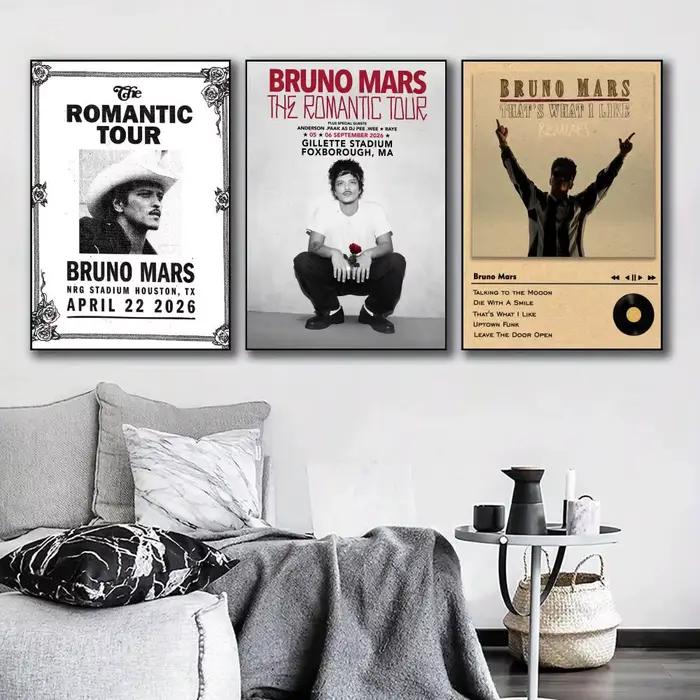 Affiche Murale Moderne sur Toile avec Peinture Calligraphique du Rappeur B-Bruno Mars