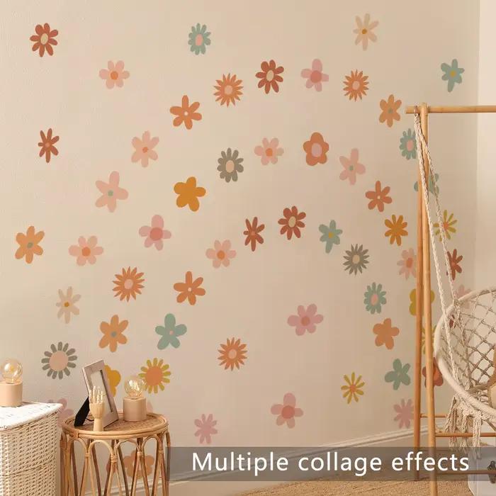 Autocollants muraux floraux bohème | Panneaux amovibles pour chambre d'enfant