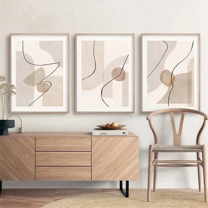 Art mural abstrait beige bohème, peinture sur toile, affiches et impressions, images géométriques, salon m