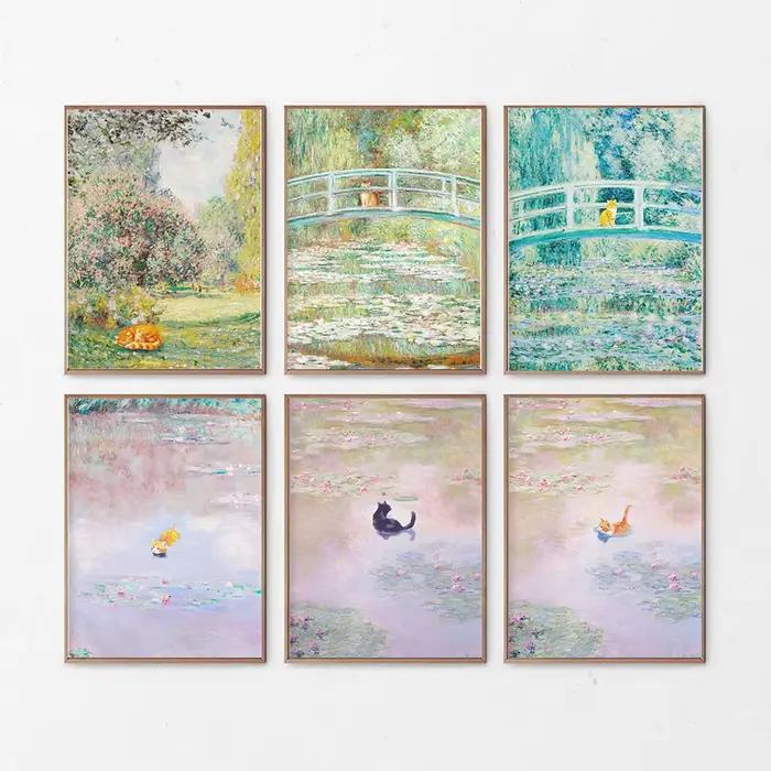 Affiches de chat Monet et Van Gogh