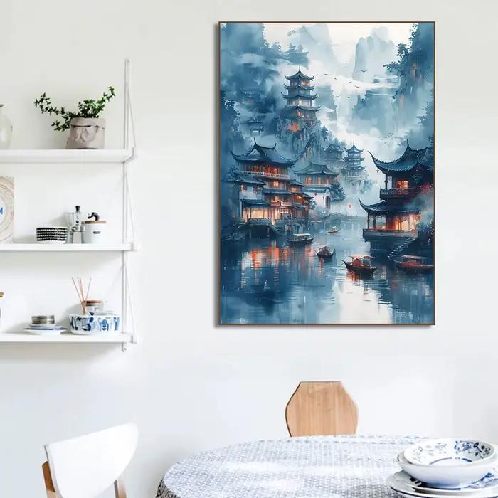 Affiches et impressions sur toile de paysages de portails de temple de cerisiers japonais