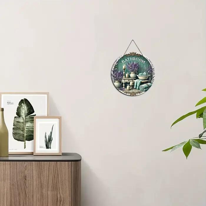 Décoration murale suspendue pour salle de bain en bois de style campagnard - Thème lavande et bougie