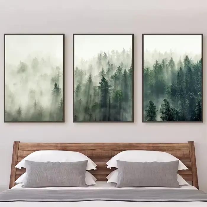Affiche murale imprimée abstraite de montagne vert sauge