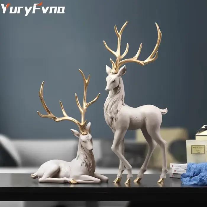 YuryFvna-Statue de cerf haut de gamme pour salon