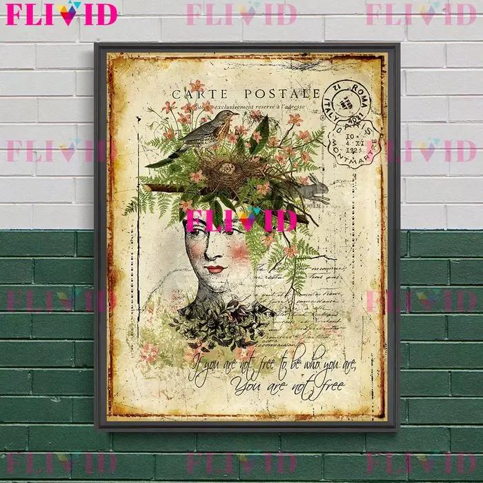 Peinture sur toile d'art mural vintage de femme de nature et d'homme de forêt