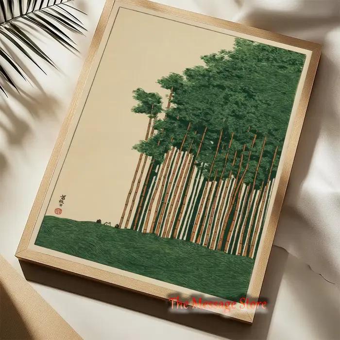 Peinture vintage japonaise sur toile de forêt
