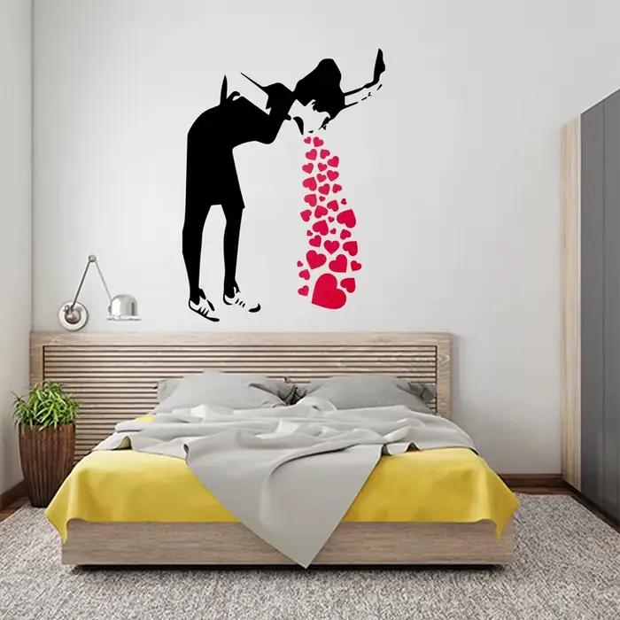 Banksy Love-Décalcomanie murale fille malade avec coeurs